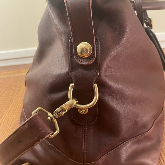 Vintage COACH Chocolate Brown Leather Cabin Weekender Duffel Travel Shoulder Bag - Picture 8 of 15
